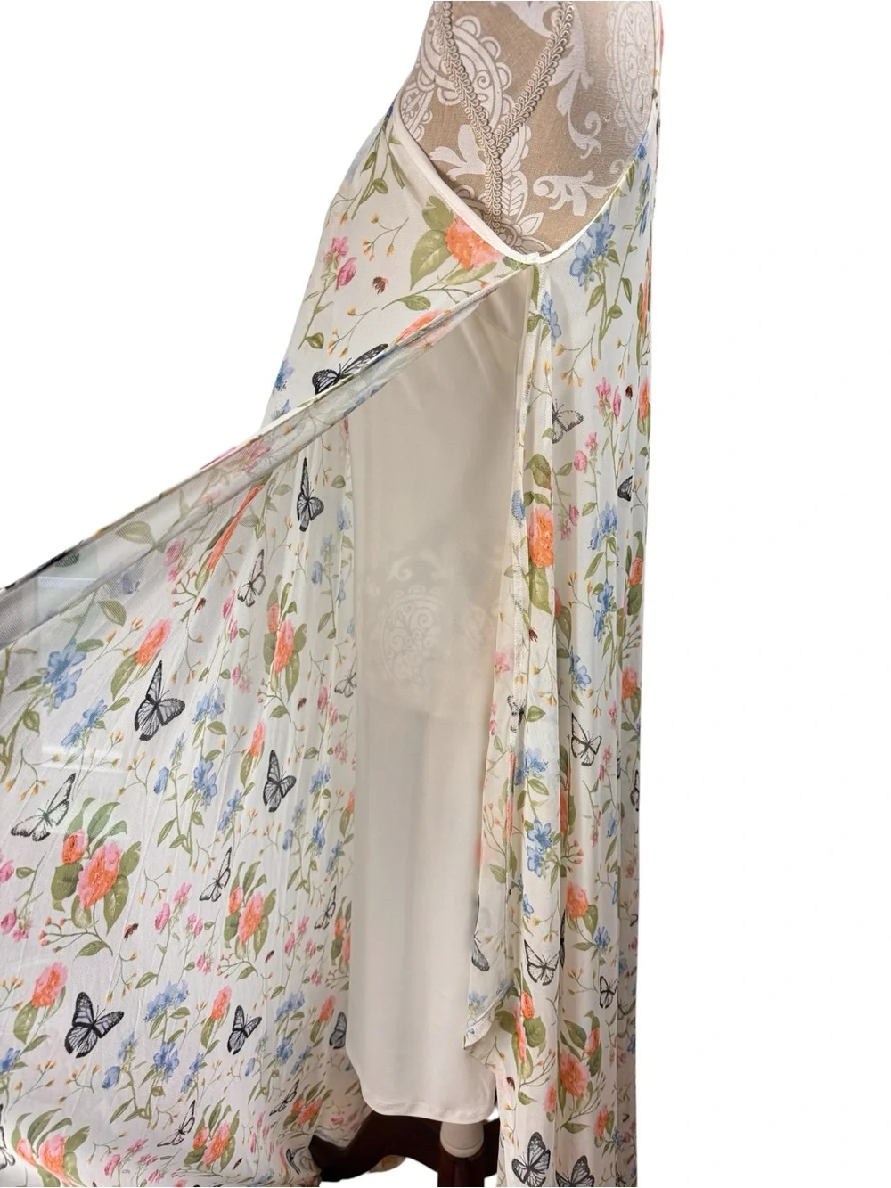 Butterfly Garden Maxi Fly Away Sides Fairy Mesh Dress Size Small Romantic Whimsy - Picture 4 of 8